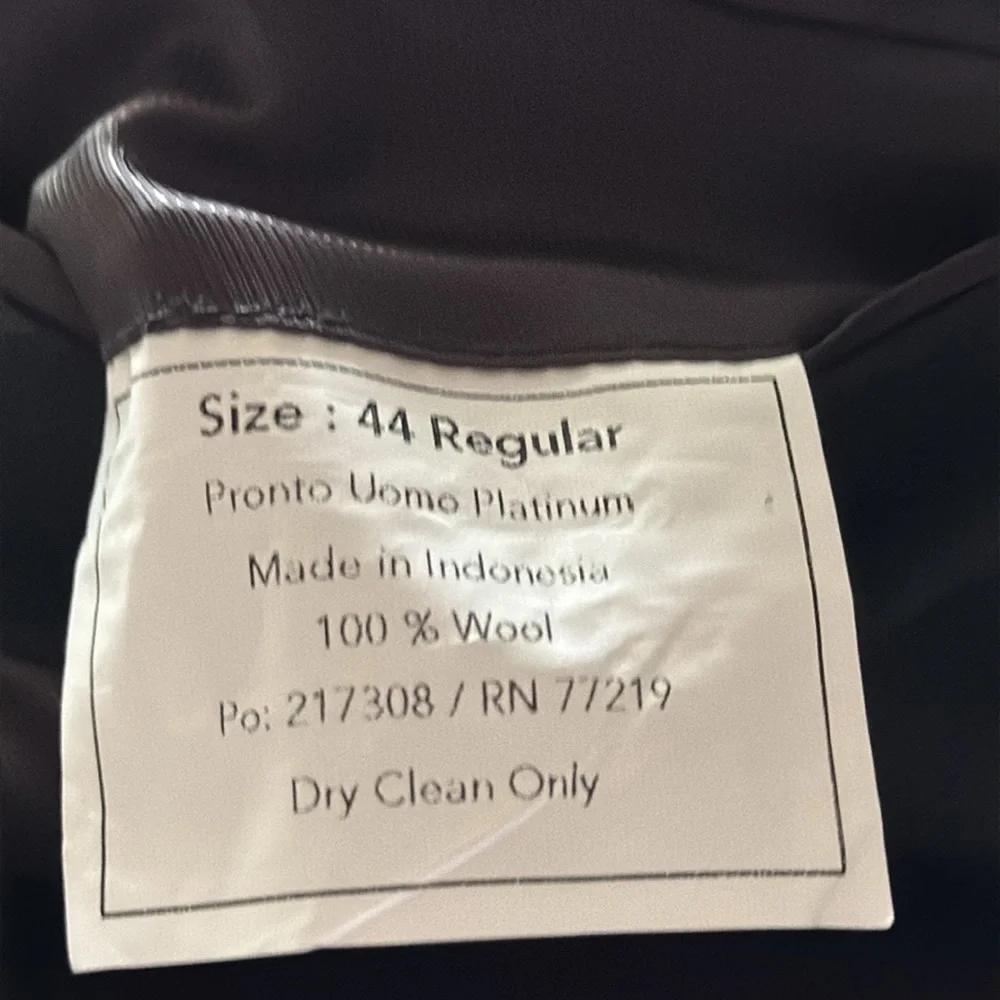 Pronto Uomo Platinum‎ Black 100% wool two button front blazer Sz 44R